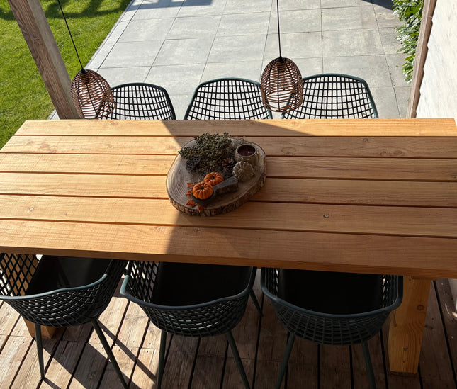 Handgemaakte douglas tuintafel - Robuust & Weerbestendig | Type B 12x12cm poten