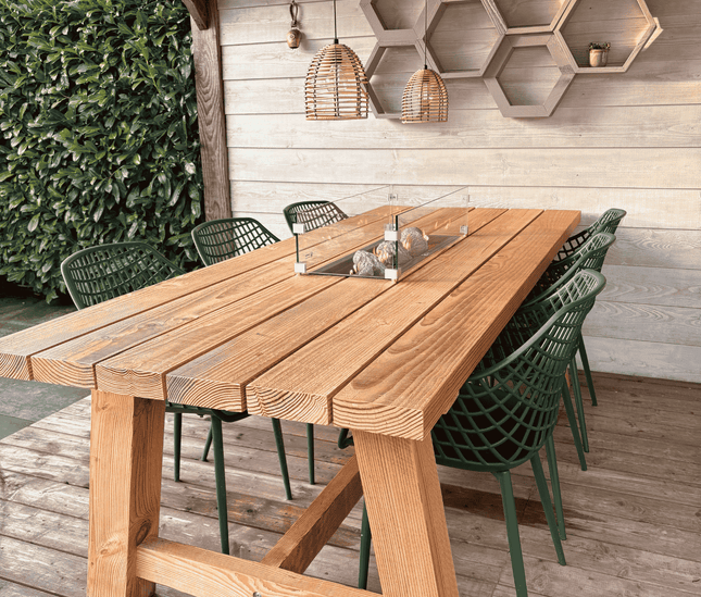 Luxe vuurtafel | Tuintafel met RVS inbouwbrander