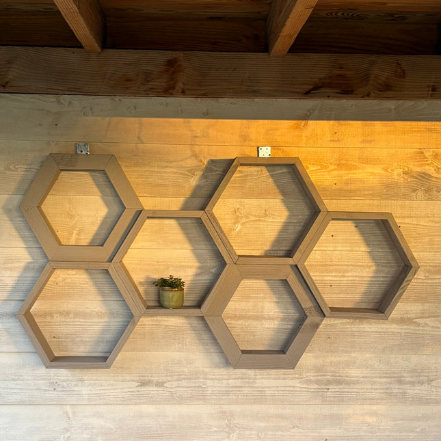 Hexagon met 6 kastjes in grijs gemaakt