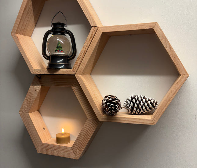 Hexagon decoratie | kastjes | wandbord | sfeer | kerst