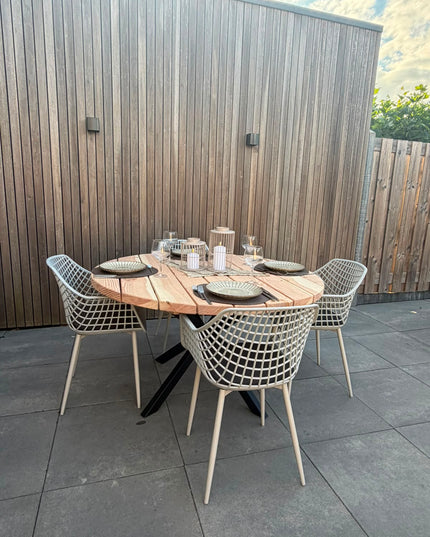 Ronde douglas tuintafel | Stalen matrix poot 100mm