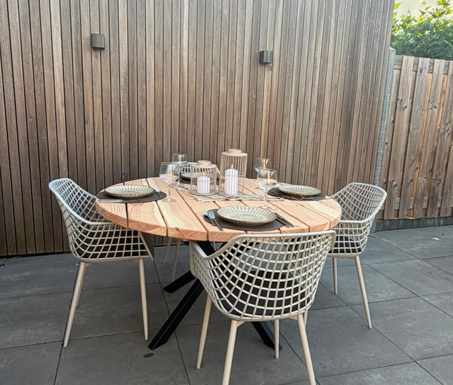 Ronde douglas tuintafel | Stalen matrix poot 100mm