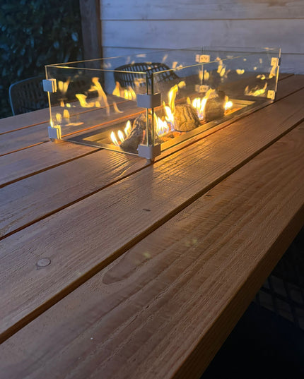 Luxe vuurtafel | Tuintafel met RVS inbouwbrander
