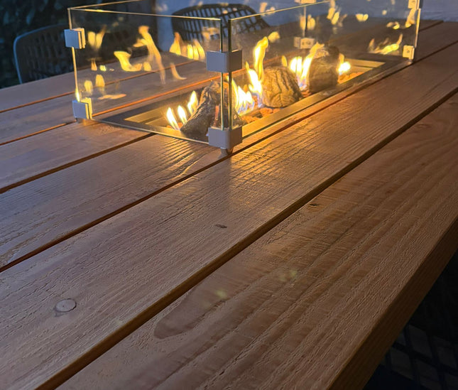 Luxe vuurtafel | Tuintafel met RVS inbouwbrander