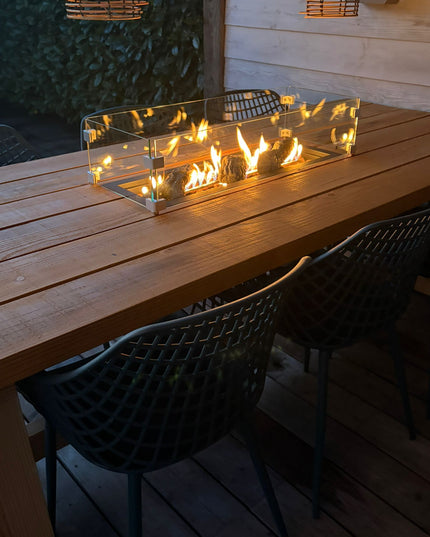 Luxe vuurtafel | Tuintafel met RVS inbouwbrander