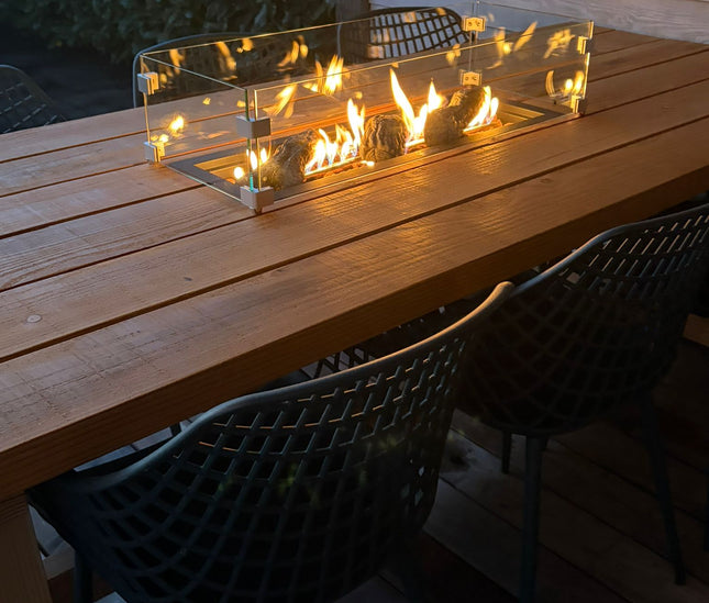 Luxe vuurtafel | Tuintafel met RVS inbouwbrander