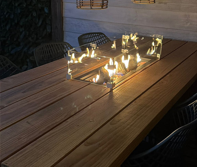 Luxe vuurtafel | Tuintafel met RVS inbouwbrander