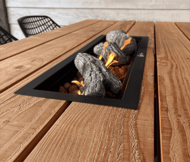 Luxe vuurtafel | Tuintafel met RVS inbouwbrander