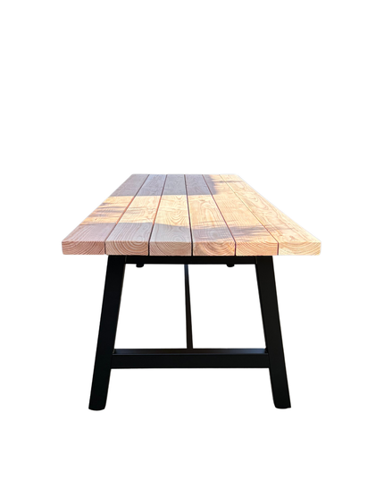 Industriële tuintafel | Stalen A-poten met dwarsbalk| Douglas hout