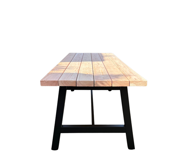 Industriële tuintafel | Stalen A-poten met dwarsbalk| Douglas hout