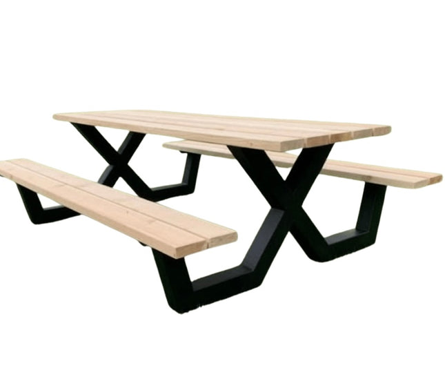 Picknicktafel met stalen X-poten