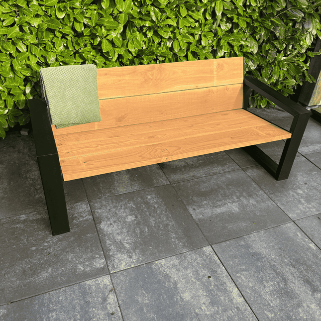 Robuuste douglas tuinbank met stalen frame