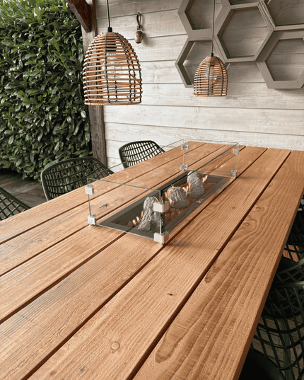 Luxe vuurtafel | Tuintafel met RVS inbouwbrander