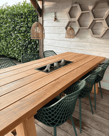 Luxe vuurtafel | Tuintafel met RVS inbouwbrander