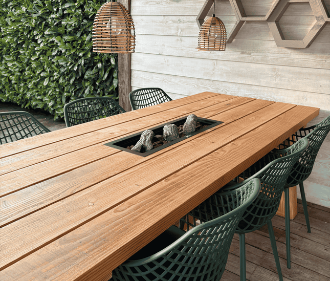 Luxe vuurtafel | Tuintafel met RVS inbouwbrander
